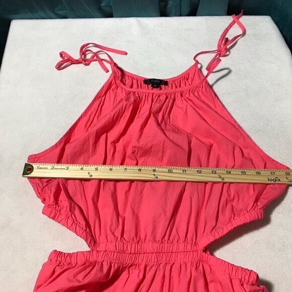 J Crew harbor side cutout tiered maxi dress L coral pink cotton summer wedding - Picture 5 of 10
